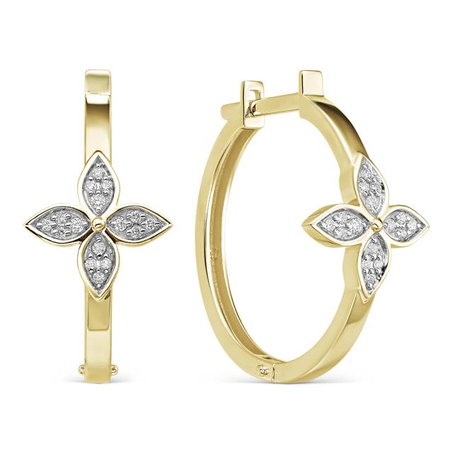 Серьги конго из жёлого золота с бриллиантами (061333)