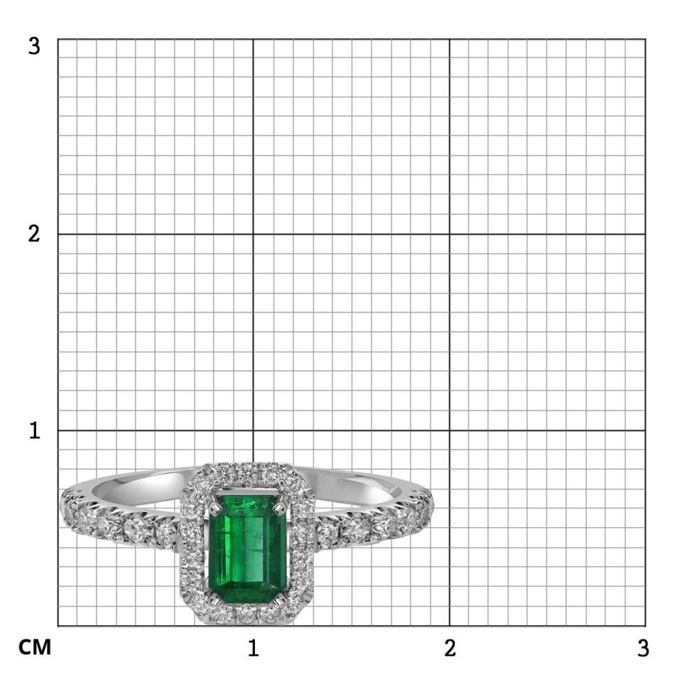 Кольцо из белого золота с бриллиантами и изумрудом (063501)