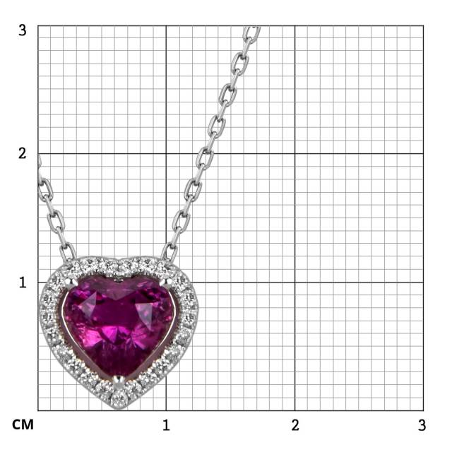 Колье из белого золота с бриллиантами и розовым сапфиром Сердце (060028)