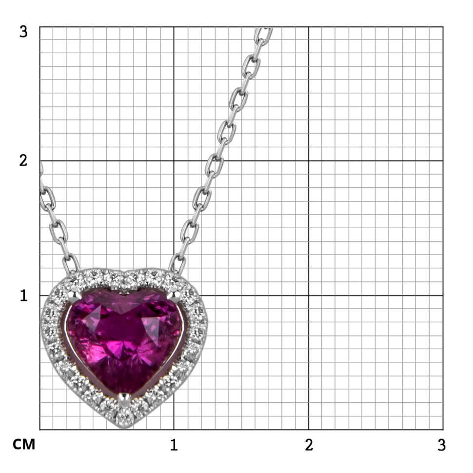 Колье из белого золота с бриллиантами и розовым сапфиром Сердце (060028)