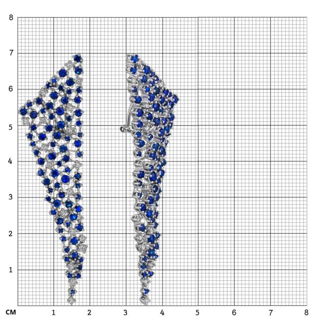 Серьги из белого золота с бриллиантами и сапфирами (004041)