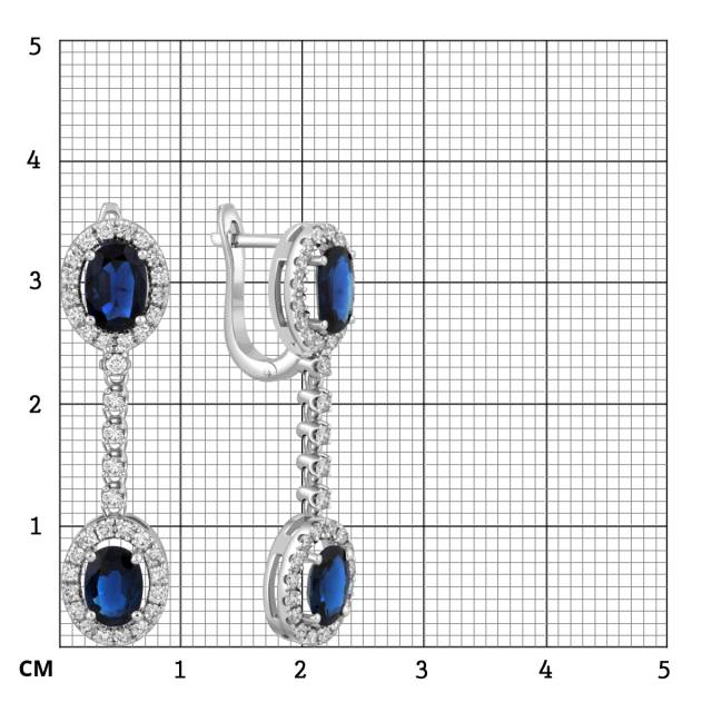 Серьги из белого золота с бриллиантами и сапфирами (051336)