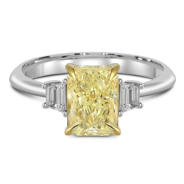 Кольцо из белого золота с  жёлтым бриллиантом (063054)