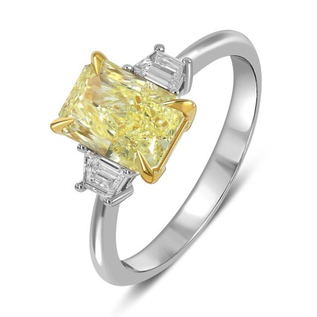 Кольцо из белого золота с  жёлтым бриллиантом (063054)