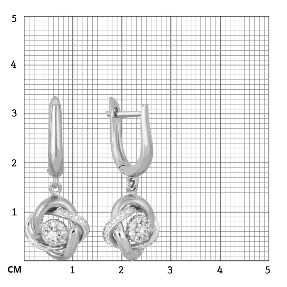 Серьги из белого золота с бриллиантами (039691)
