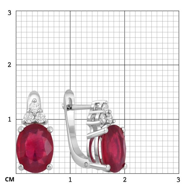Серьги из белого золота с бриллиантами и рубинами (061052)