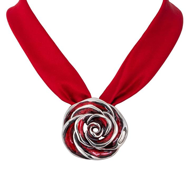 Колье из серебра с эмалью и шёлком "Graziella" (044262)