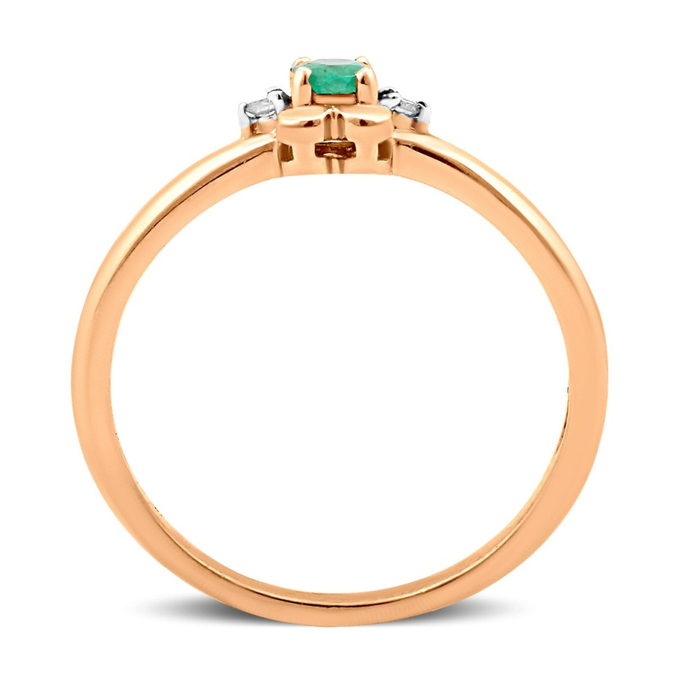 Кольцо из красного золота с бриллиантами и изумрудом (019411)