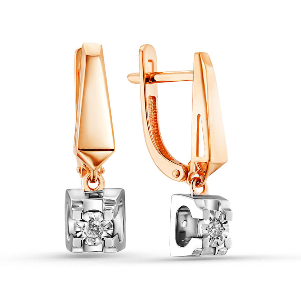 Серьги из комбинированного золота с бриллиантами (055021)