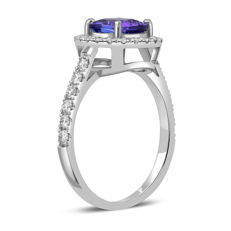 Кольцо из белого золота с бриллиантами и танзанитом (050563)