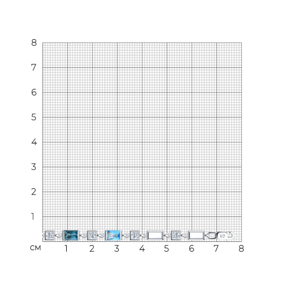 Браслет из белого золота с топазами и фианитами (053641)