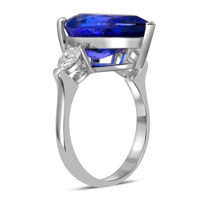 Кольцо из белого золота с бриллиантами и танзанитом (053796)