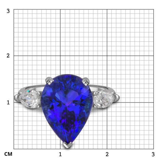 Кольцо из белого золота с бриллиантами и танзанитом (053796)
