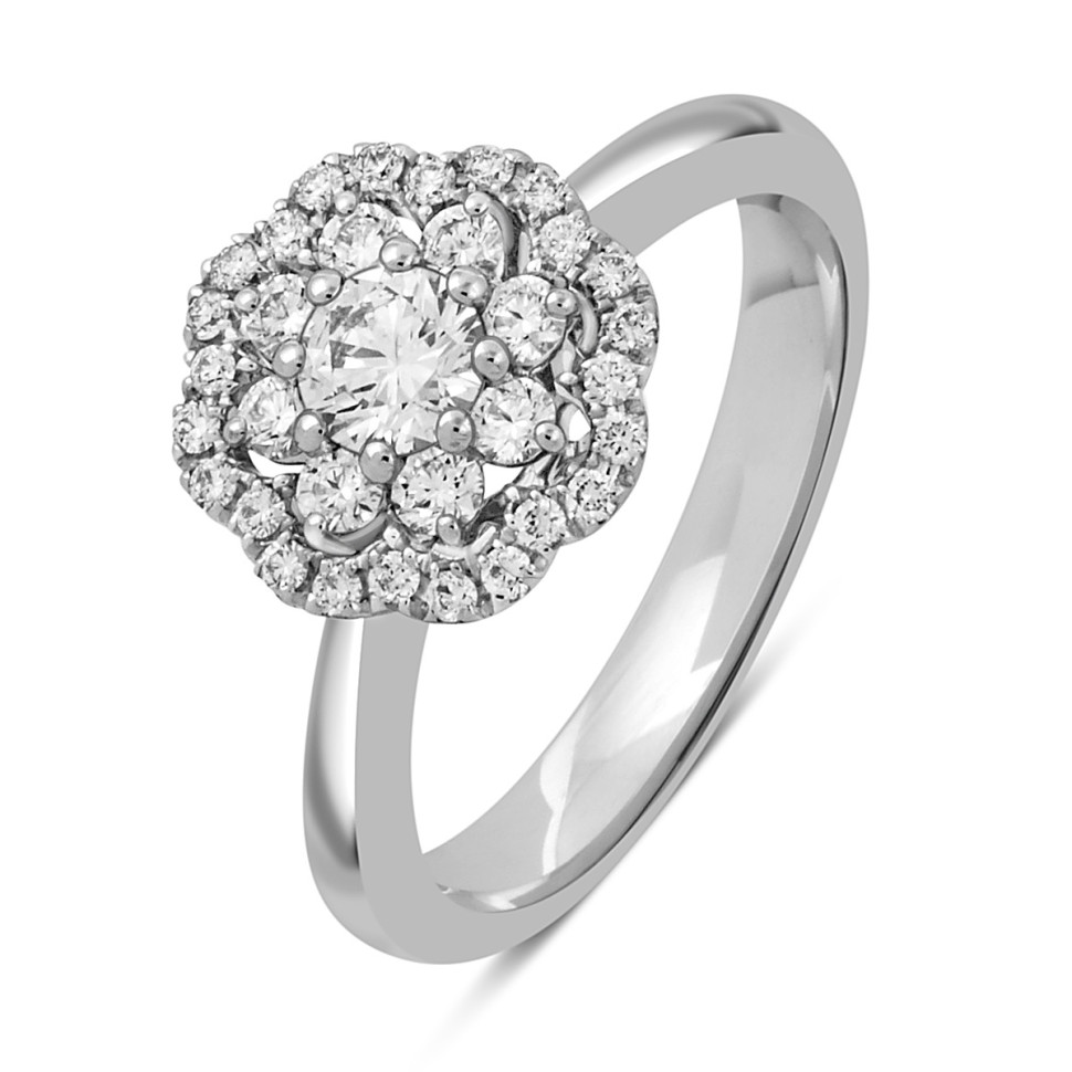 Кольцо из белого золота с бриллиантами 