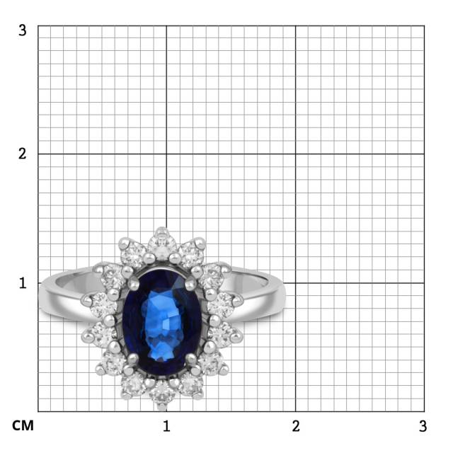 Кольцо из белого золота с бриллиантами и сапфиром (062758)