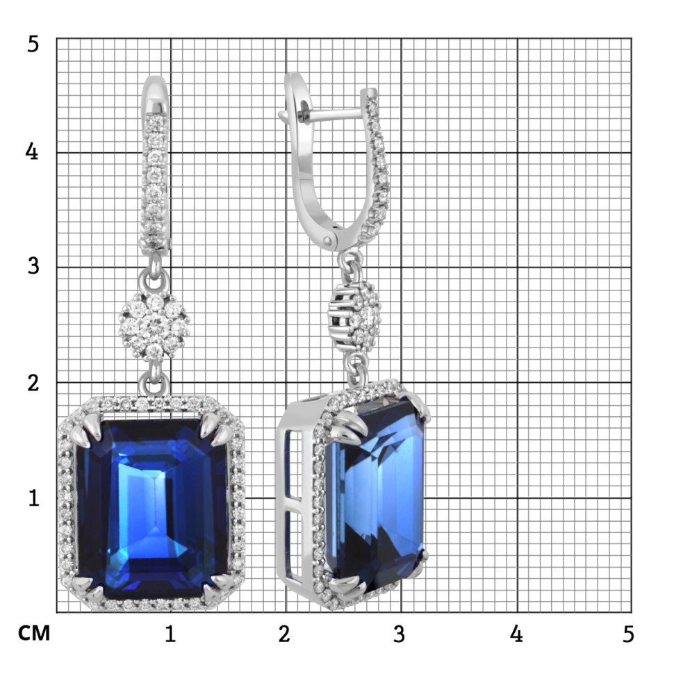 Серьги из белого золота с бриллиантами и сапфирами (047980)