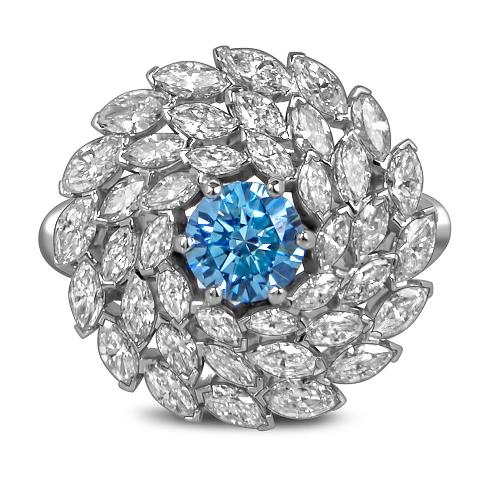 Кольцо из белого золота с бриллиантами (060038)