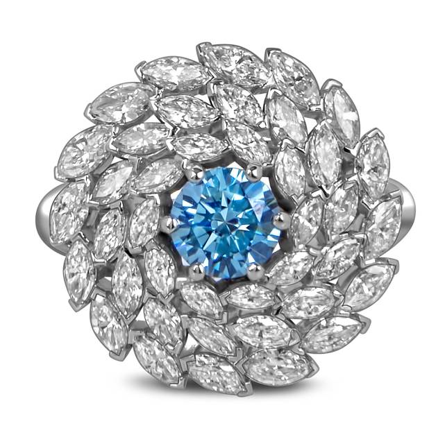 Кольцо из белого золота с бриллиантами (060038)