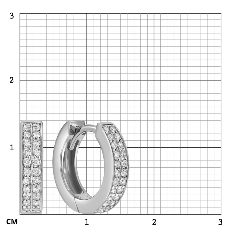 Серьги конго из белого золота с бриллиантами (059907)