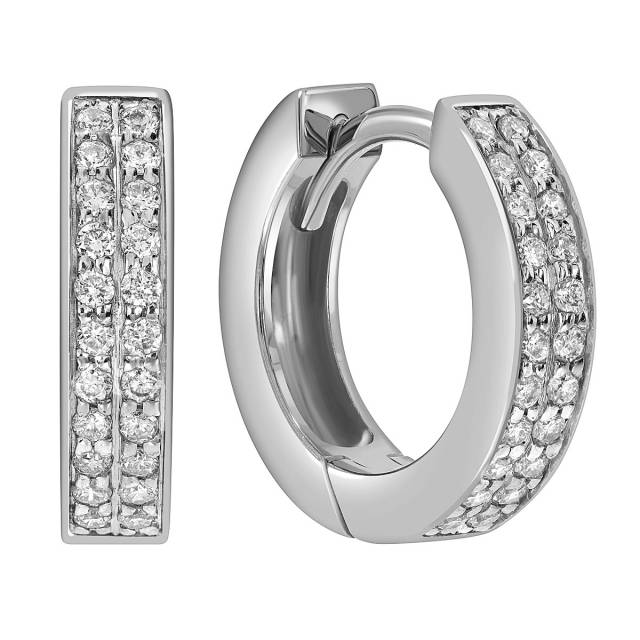Серьги конго из белого золота с бриллиантами (059907)