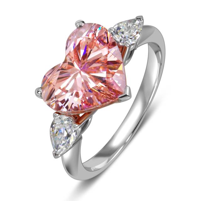 Помолвочное кольцо из белого золота с бриллиантами "Сердце" (060685)