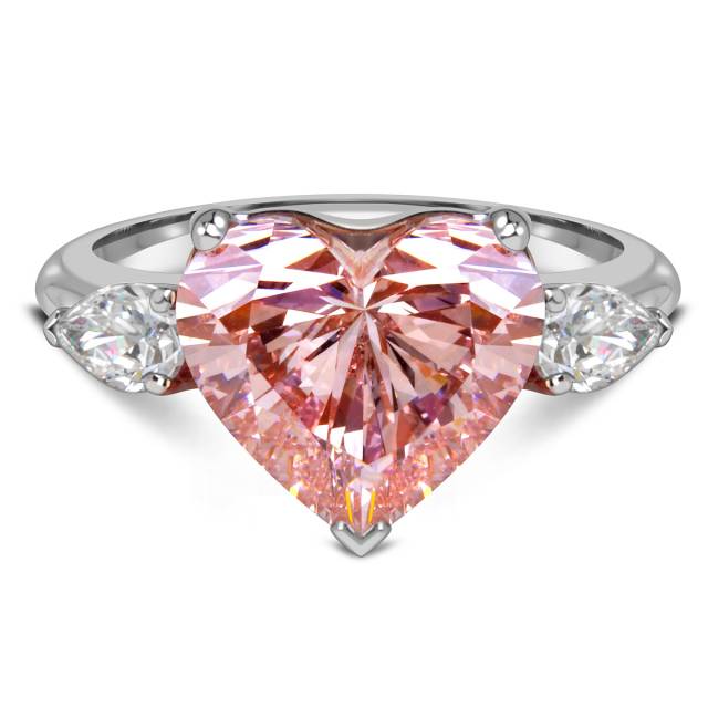 Помолвочное кольцо из белого золота с бриллиантами "Сердце" (060685)