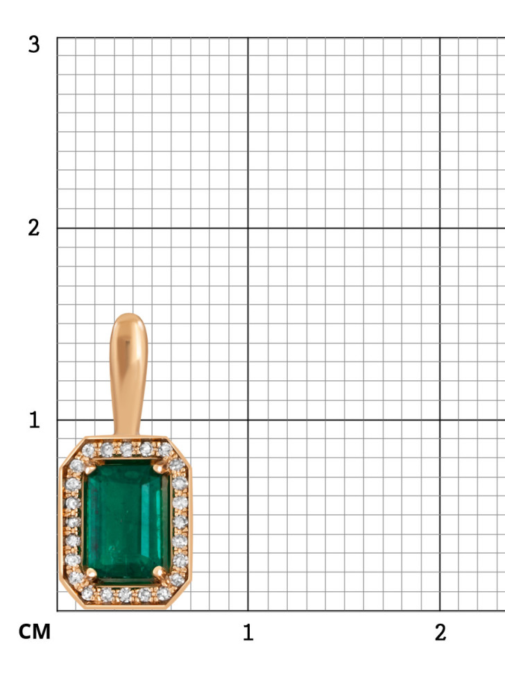 Кулон из красного золота с бриллиантами и изумрудом (045523)