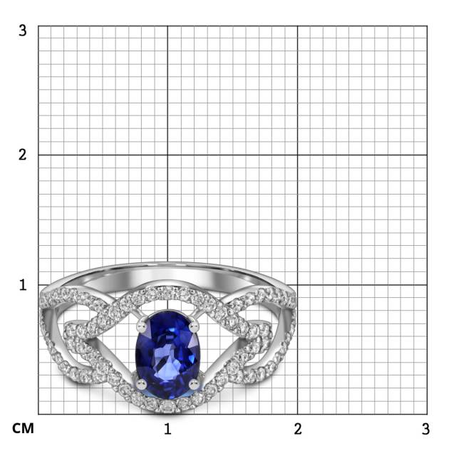 Кольцо из белого золота с бриллиантами и сапфиром (023631)