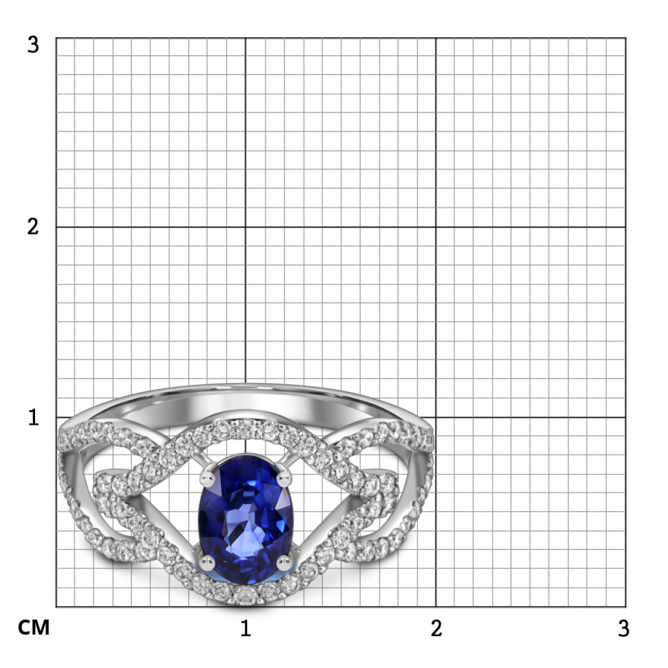 Кольцо из белого золота с бриллиантами и сапфиром (023631)