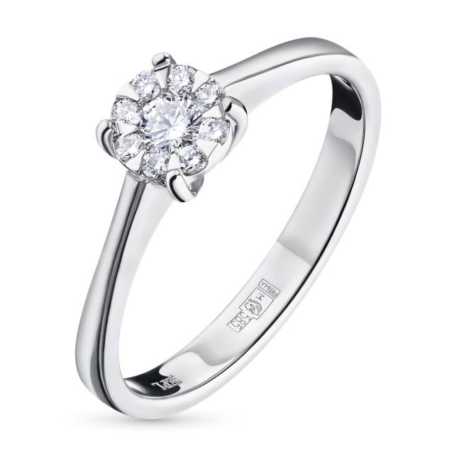 Помолвочное кольцо из белого золота с бриллиантами, "ЭПЛ Даймонд Якутские бриллианты" (045430)