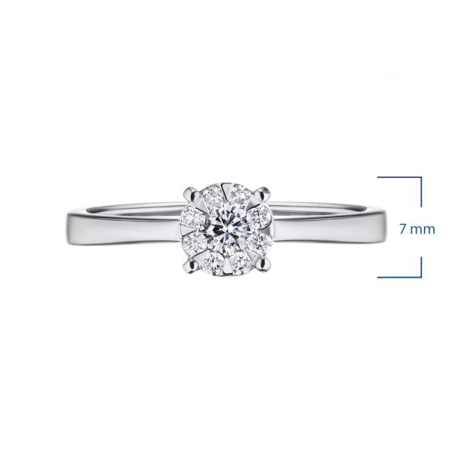 Помолвочное кольцо из белого золота с бриллиантами, "ЭПЛ Даймонд Якутские бриллианты" (045430)