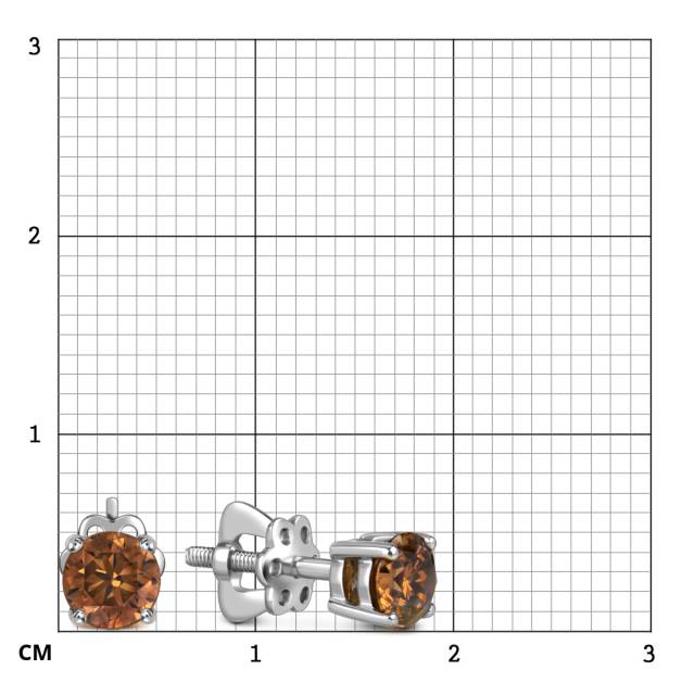 Серьги пустеы из белого золота с коньячными бриллиантами (063576)