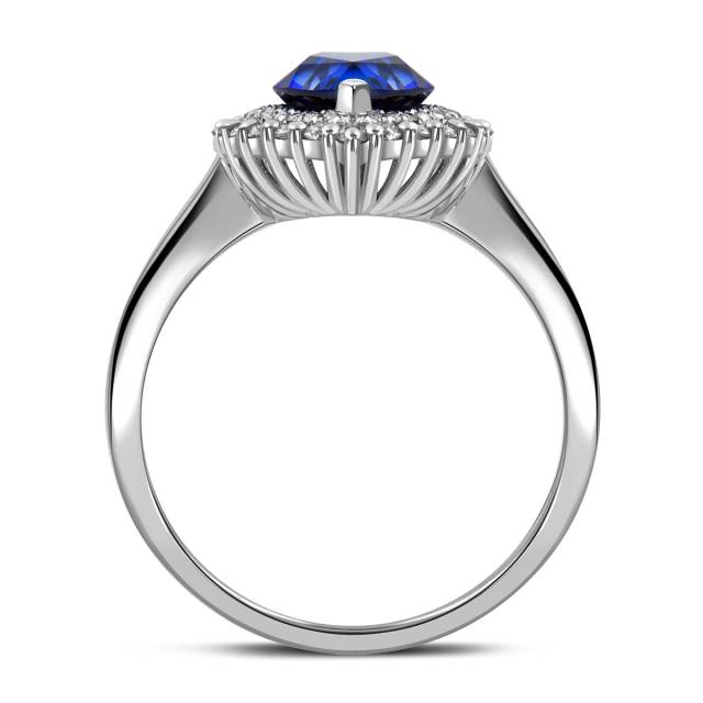 Кольцо из белого золота с бриллиантами и сапфиром (059486)