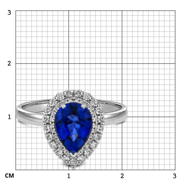 Кольцо из белого золота с бриллиантами и сапфиром (059486)