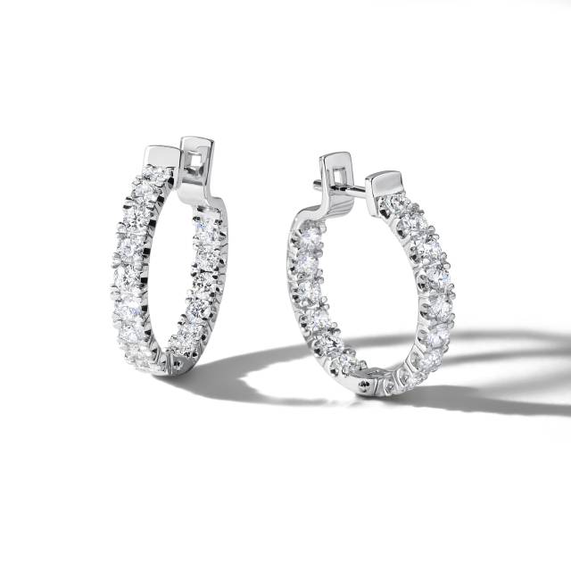 Серьги конго из белого золота с бриллиантами (052836)