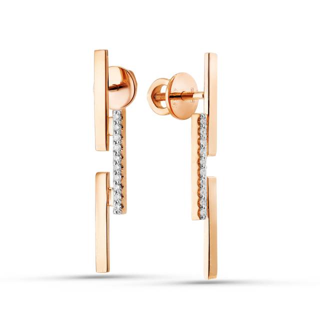 Серьги пусеты из красного золота с бриллиантами (055040)