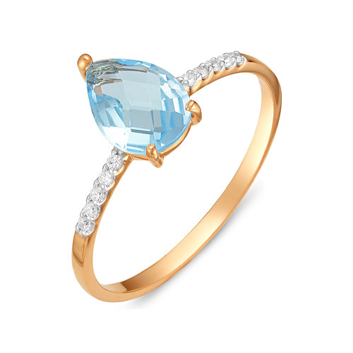 Кольцо из красного золота с топазом и фианитами (041582)