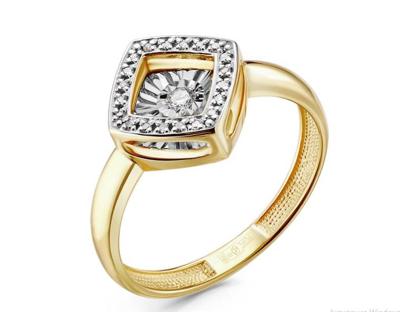 Кольцо из жёлтого золота с бриллиантами (058889)