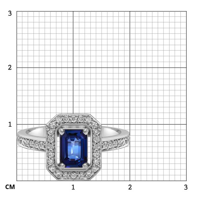 Кольцо из белого золота с бриллиантами и сапфиром (062662)