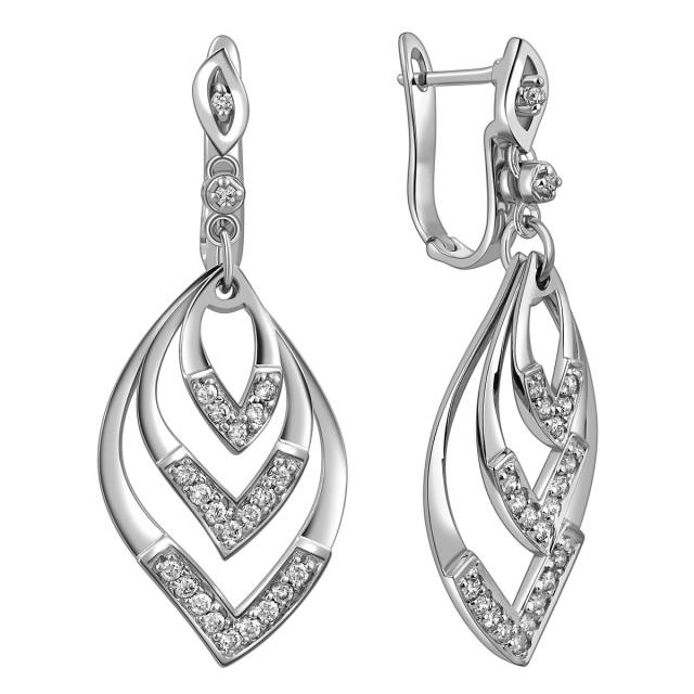 Серьги из белого золота с бриллиантами (038639)