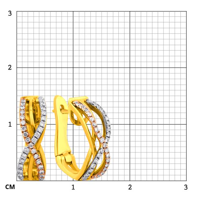 Серьги из комбинированного золота с бриллиантами (023377)
