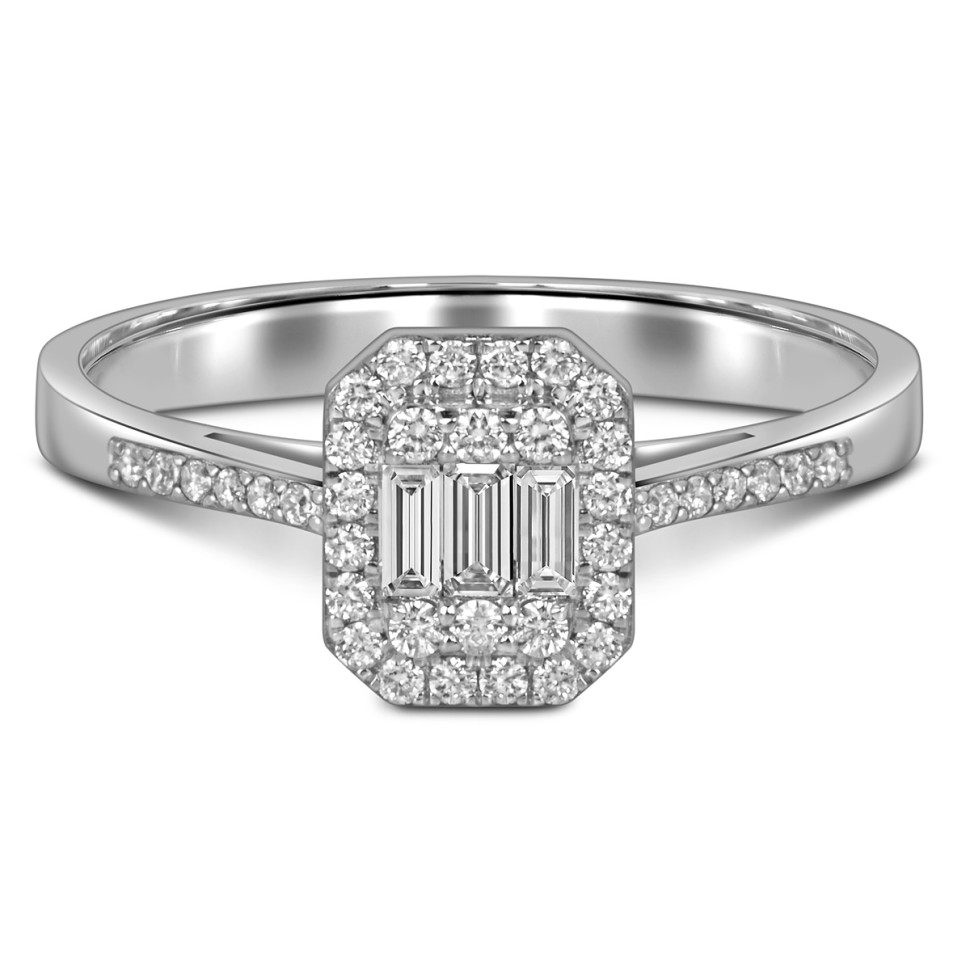 Кольцо из белого золота с бриллиантами (054600)