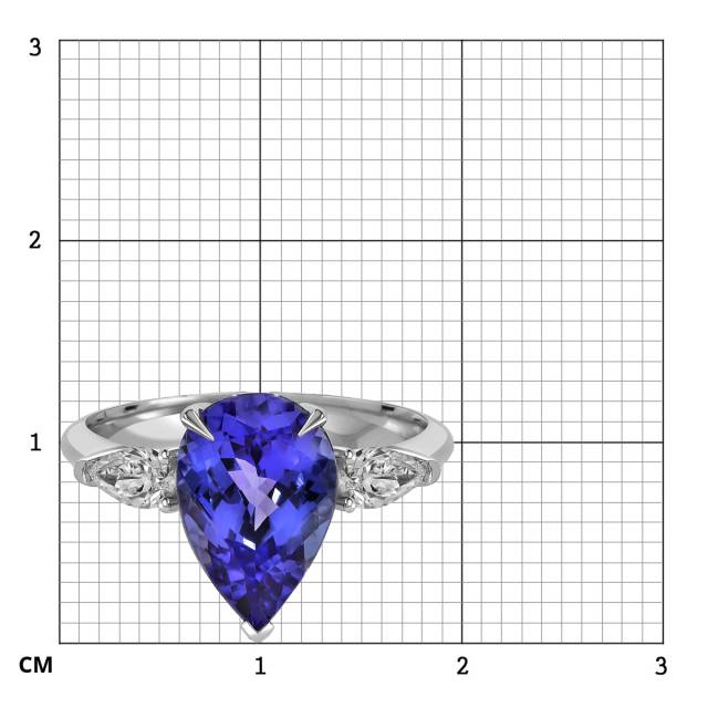Кольцо из белого золота с бриллиантами и танзанитом (058555)
