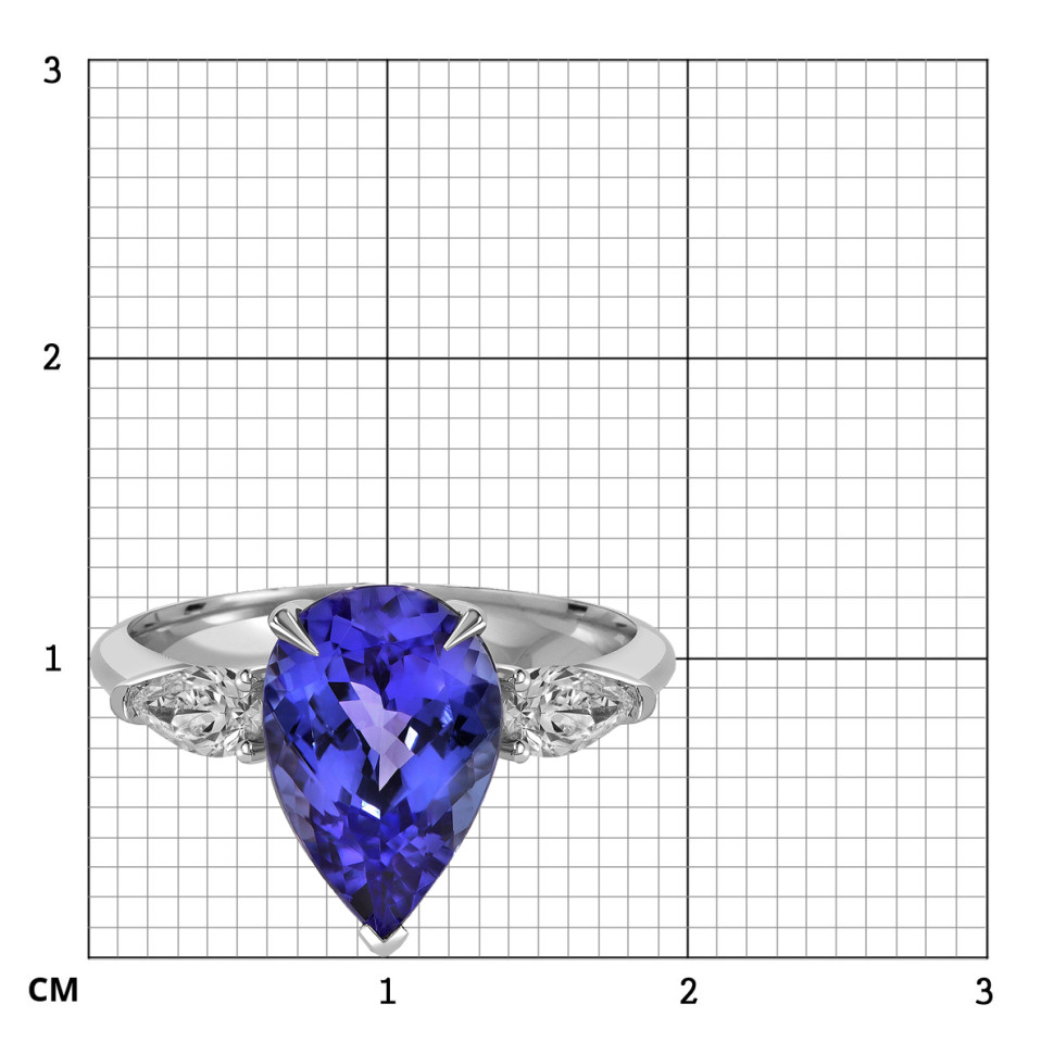 Кольцо из белого золота с бриллиантами и танзанитом (058555)
