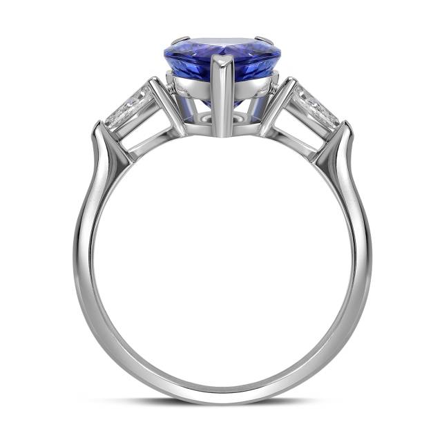 Кольцо из белого золота с бриллиантами и танзанитом (058555)