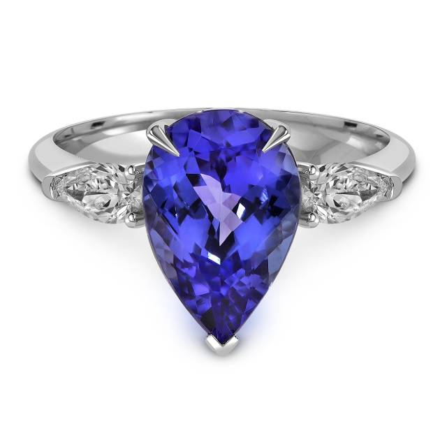 Кольцо из белого золота с бриллиантами и танзанитом (058555)