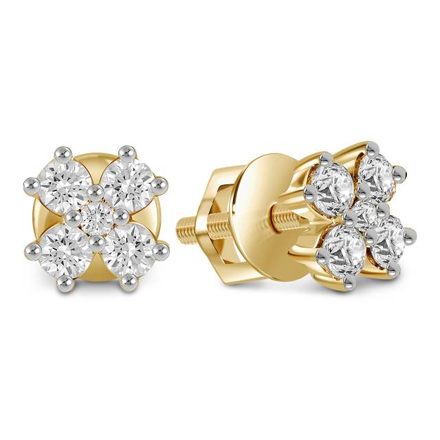 Серьги пусеты из жёлтого золота с бриллиантами (062543)