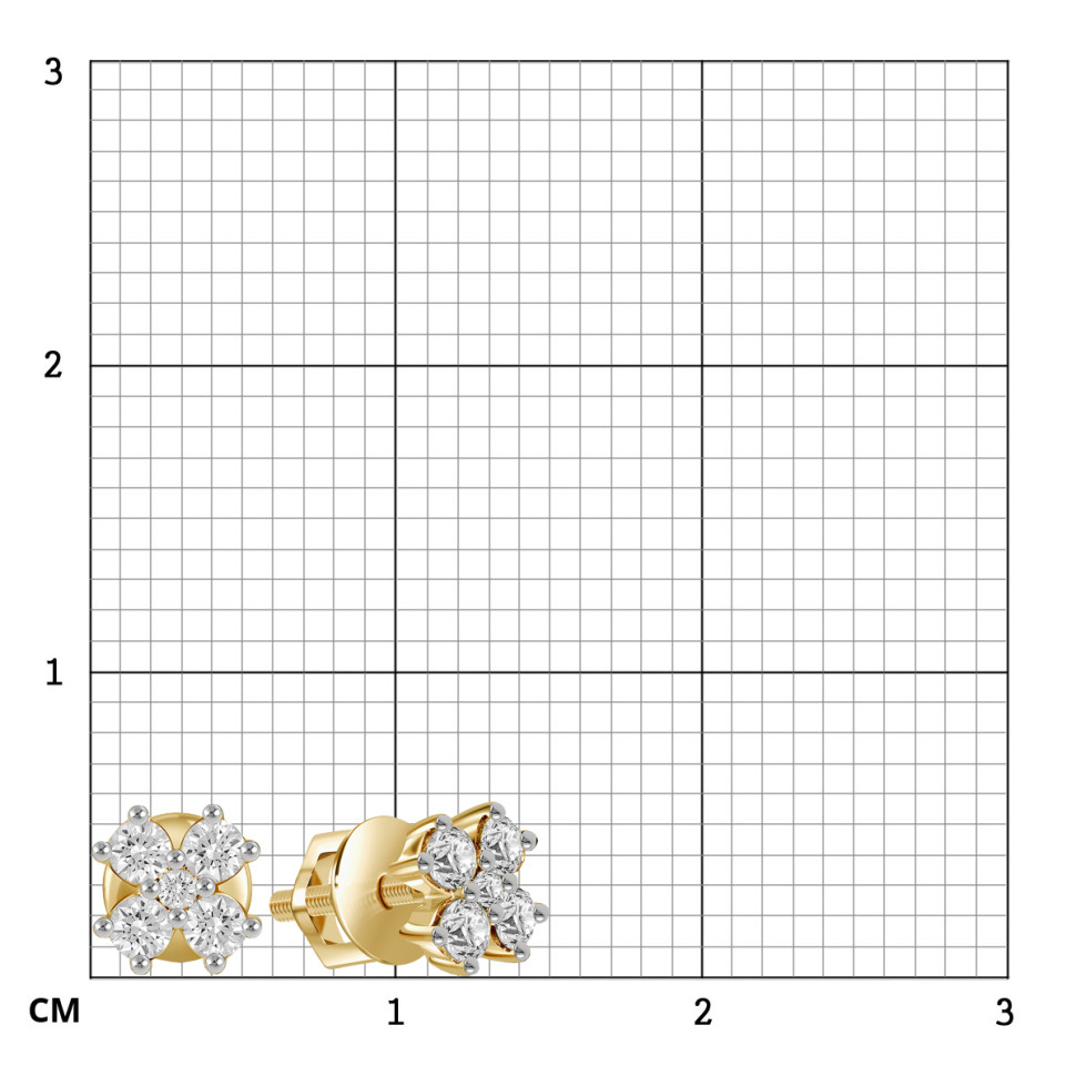Серьги пусеты из жёлтого золота с бриллиантами (062543)
