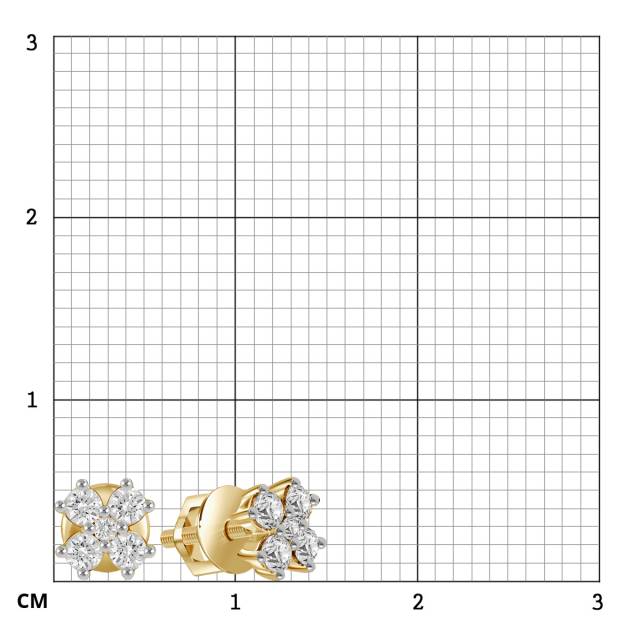 Серьги пусеты из жёлтого золота с бриллиантами (062543)