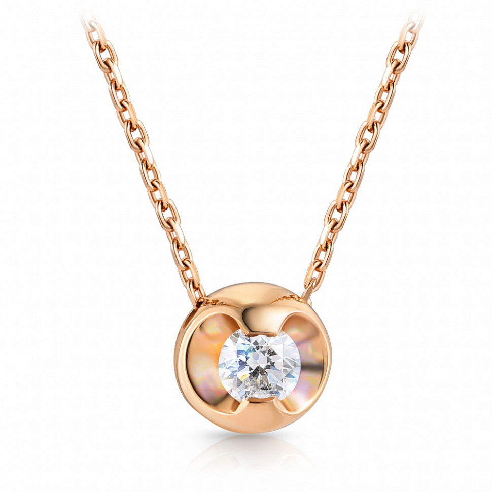 Колье из красного золота с бриллиантом (047747)